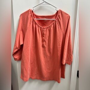 L.L. Bean Women's Orange/ Pink 3/4 Sleeve Top Size XL